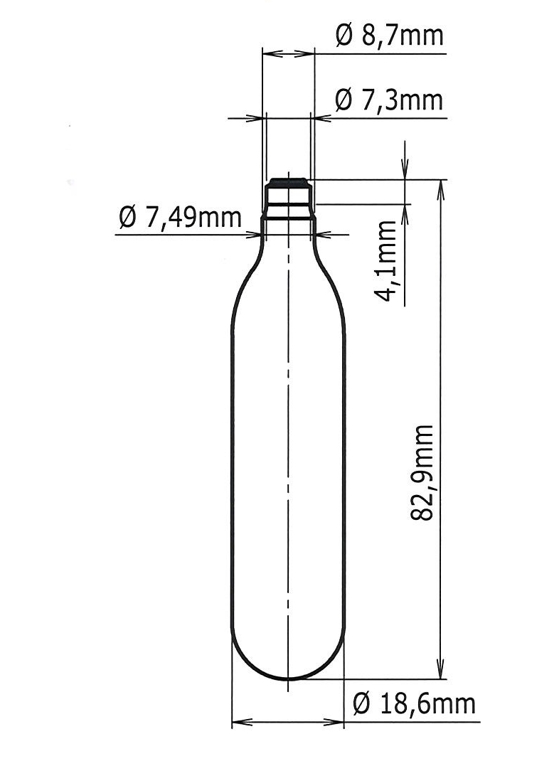 Obrázok 5 - Bombička CO2, 12g bez závitu, 50 ks