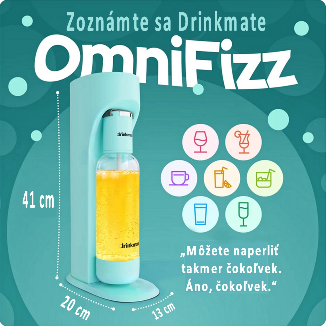 Obrázok 3 - Výrobník sódy a zmiešavač Drinkmate OmniFizz ČIERNY BEZ BOMBIČKY CO2